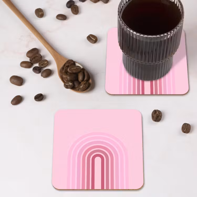 Regenboog - Roze - Abstract - Modern - Minimalistisch onderzetter kurk middel -sfeer2