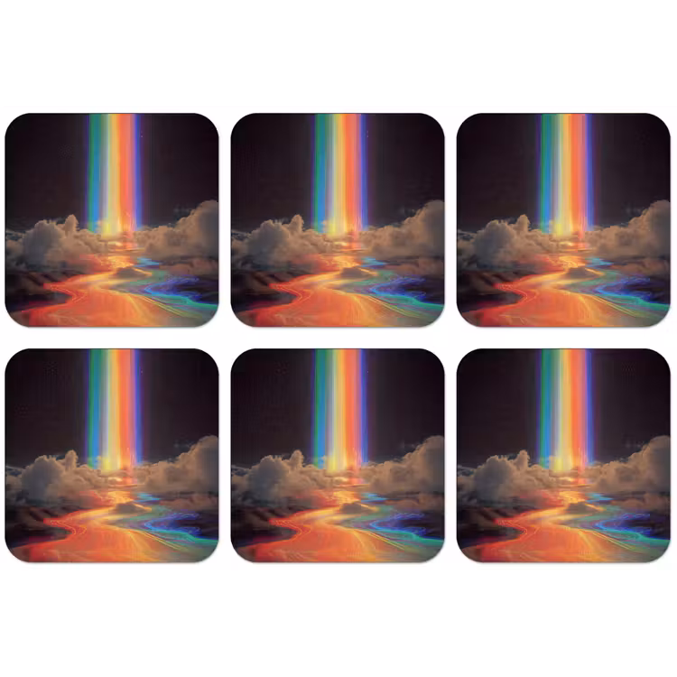 Regenboog - Verticaal - Sterrenhemel - Wolken onderzetter kurk middel -zkaufland3dotto