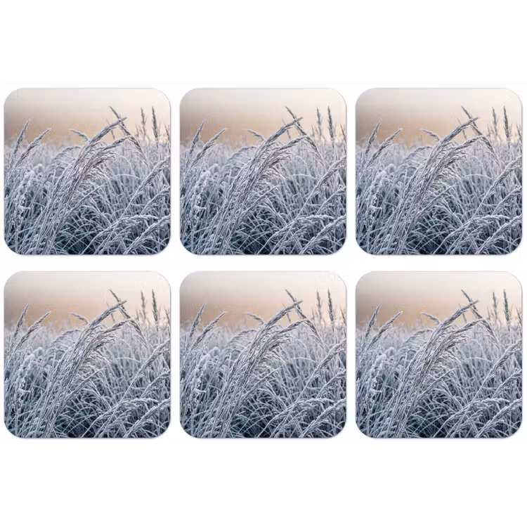 Rijp - Gras - Kristallen - Winter - Minimalistisch onderzetter kurk middel -zkaufland3dotto