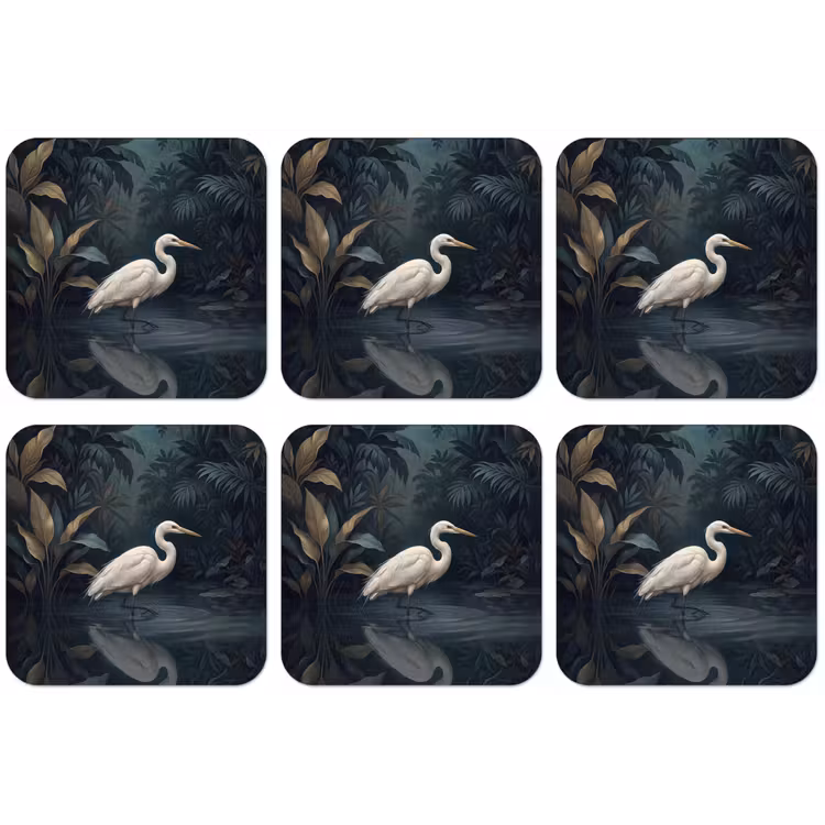 Reiger - Water - Natuur - Modern - Wit onderzetter kurk middel -zkaufland3dotto