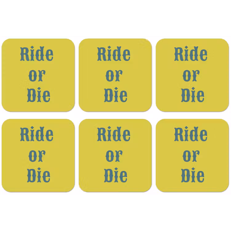 Ride or die - Geel - Blauw onderzetter kurk middel -zkaufland3dotto