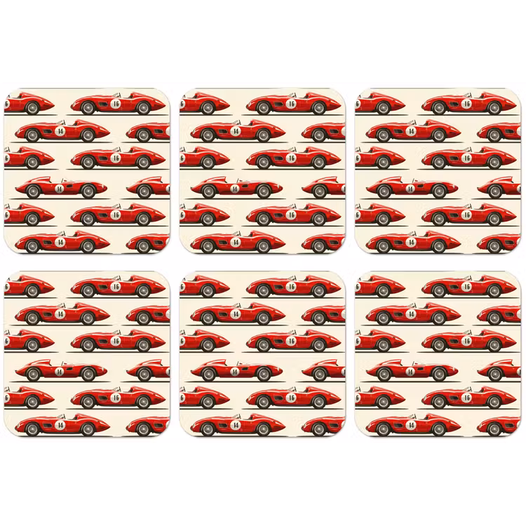 Raceauto - Retro - Rood onderzetter kurk middel 366 -zkaufland3dotto