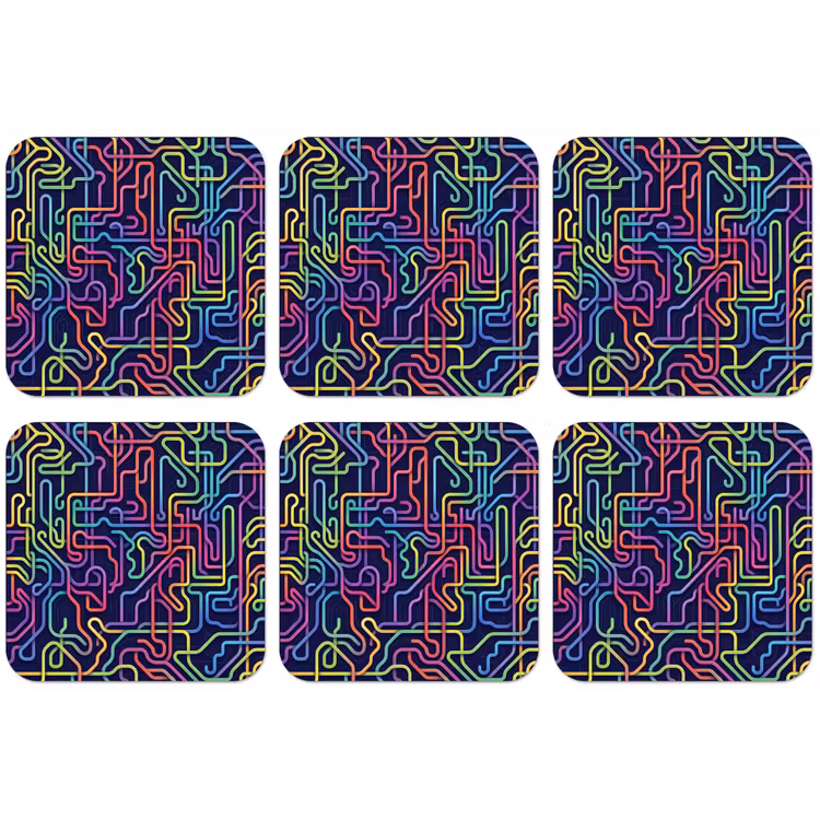 Retro - Abstract - Neon onderzetter kurk middel -zkaufland3dotto