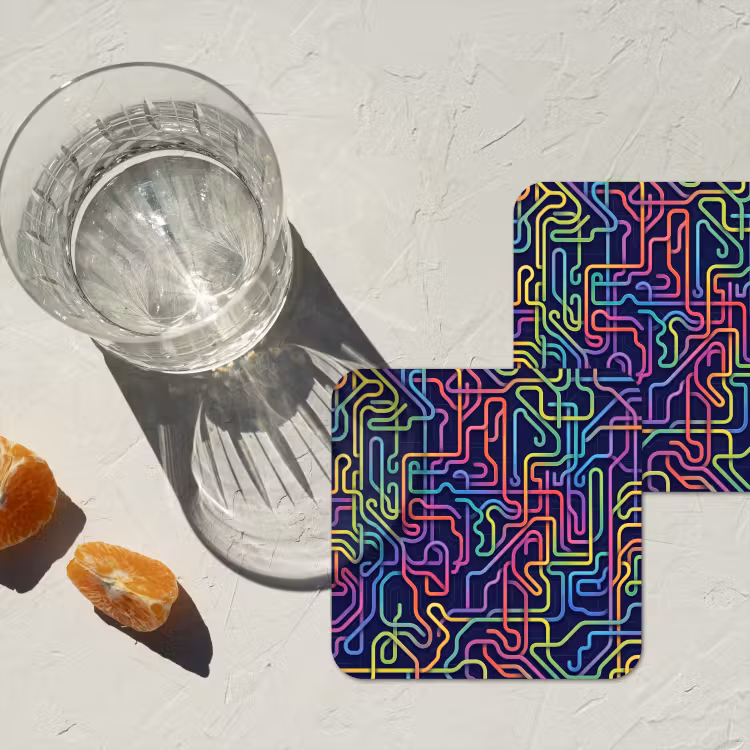 Retro - Abstract - Neon onderzetter kurk middel -sfeer4