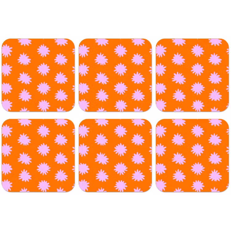 Retro - Bloemen - Oranje onderzetter kurk middel 366 -zkaufland3dotto
