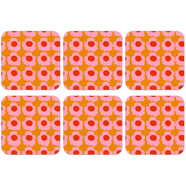 Retro - Bloemen - Roze onderzetter kurk middel 366 -zkaufland3dotto
