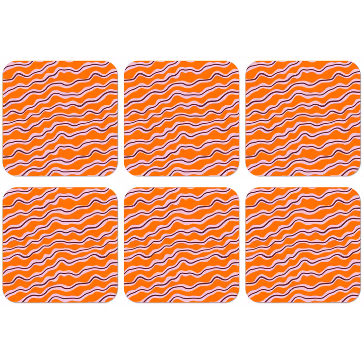 Retro - Golvend - Oranje onderzetter kurk middel 366 -zkaufland3dotto