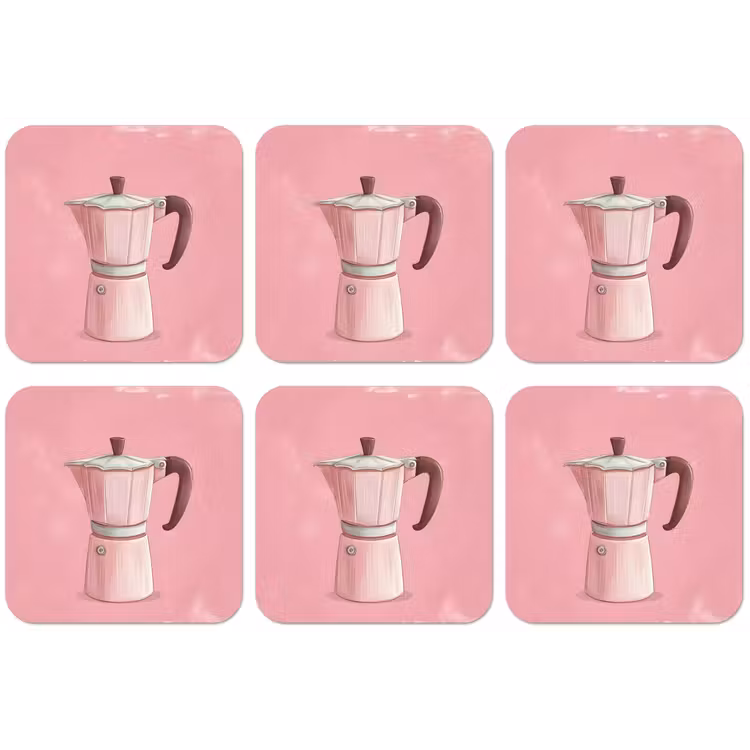 Roze - Mokkapot - Illustratie - Koffie onderzetter kurk middel -zkaufland3dotto