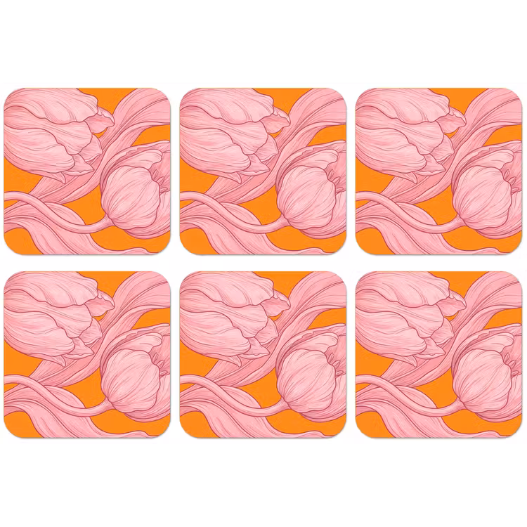 Untersetzer - Rosa Blumen – Modern - Roze bloemen - Modern onderzetter kurk middel