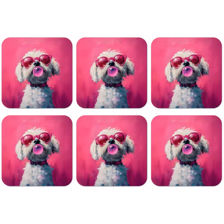 Pink - Hond - Bubbel onderzetter kurk middel -zkaufland3dotto