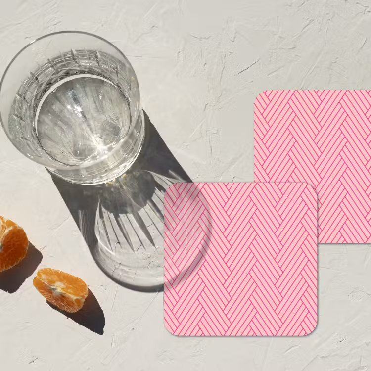 Roze - Patroon - Lijnen onderzetter kurk middel 366 -sfeer4