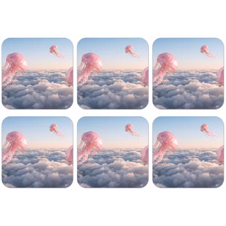 Untersetzer - Rosa Tier – Wolken - Roze dier - Wolken onderzetter kurk middel