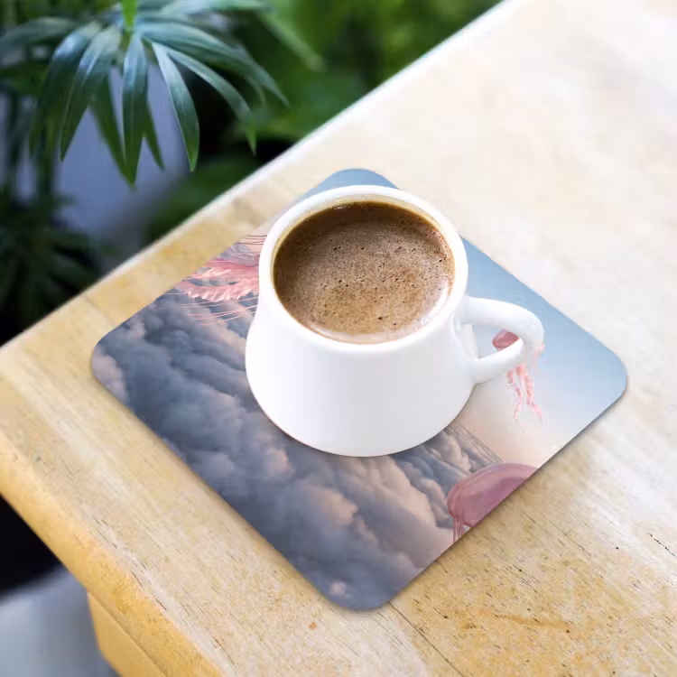 Untersetzer - Rosa Tier – Wolken - Roze dier - Wolken onderzetter kurk middel