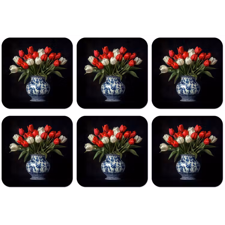 Rode - Bloemen - Tulpen - Vaas onderzetter kurk middel -zkaufland3dotto