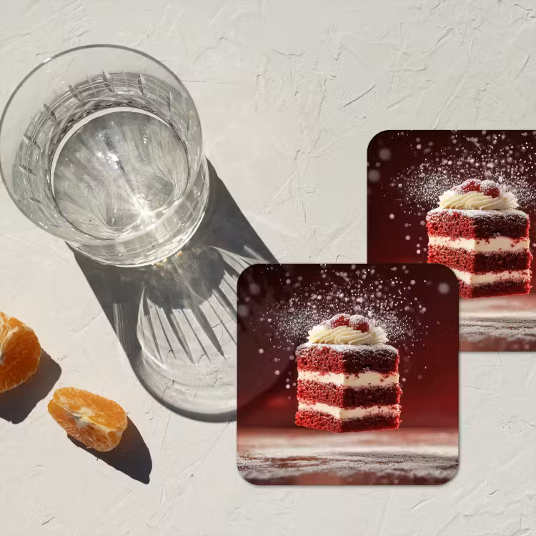 Rode - Velvet - Taart - Eten onderzetter kurk middel -sfeer4