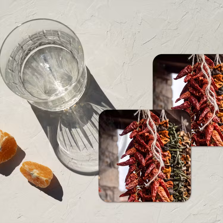 Untersetzer - Rote Chilischoten – Essen - Rode pepers - Eten onderzetter kurk middel