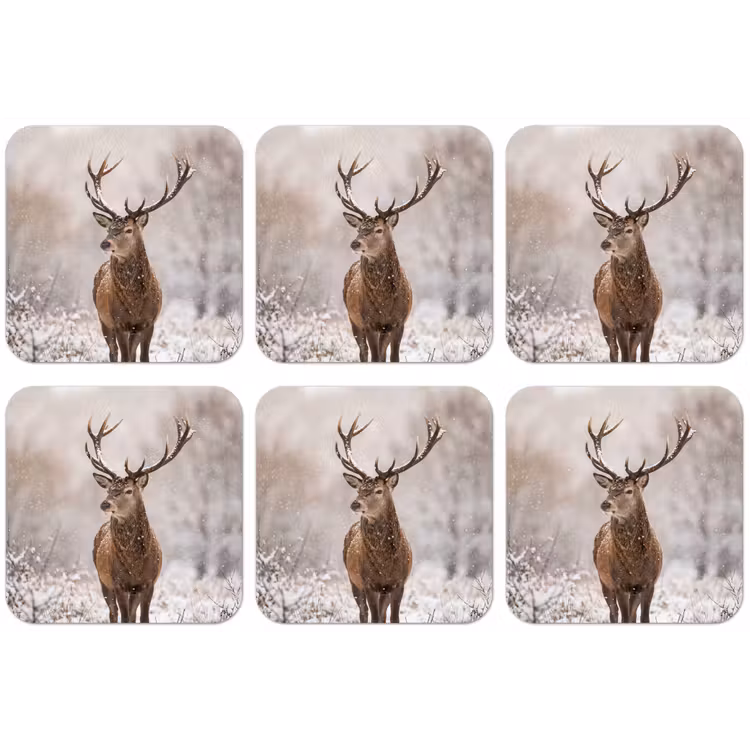 Edelhert - Bos - Sneeuw - Winter - Majestueus onderzetter kurk middel -zkaufland3dotto