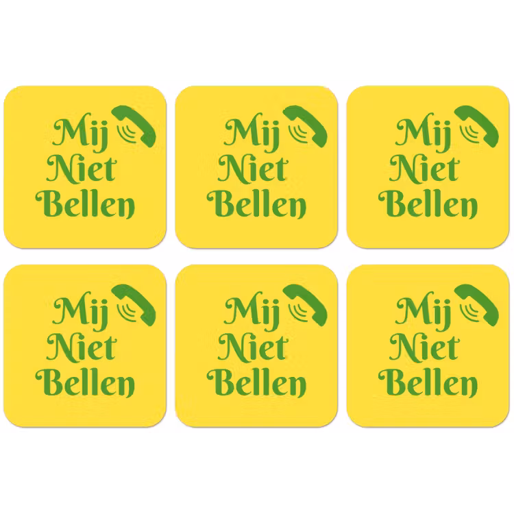 Mij niet bellen - Telefoon - Geel onderzetter kurk middel -zkaufland3dotto