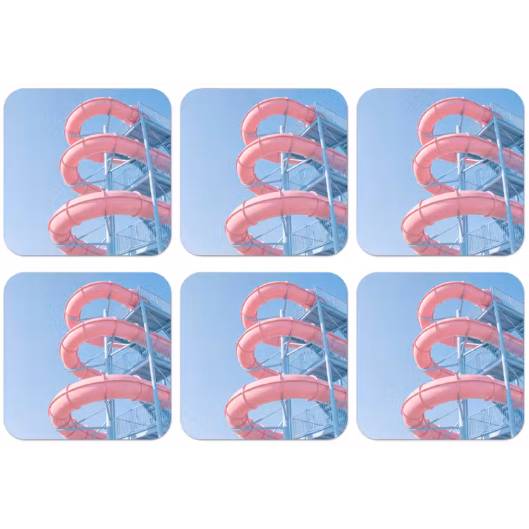 Glijbaan - Waterpark - Spiraal - Modern - Roze onderzetter kurk middel -zkaufland3dotto