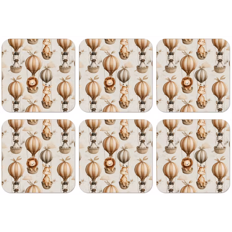 Safari - Luchtballonen - Taupe onderzetter kurk middel 366 -zkaufland3dotto