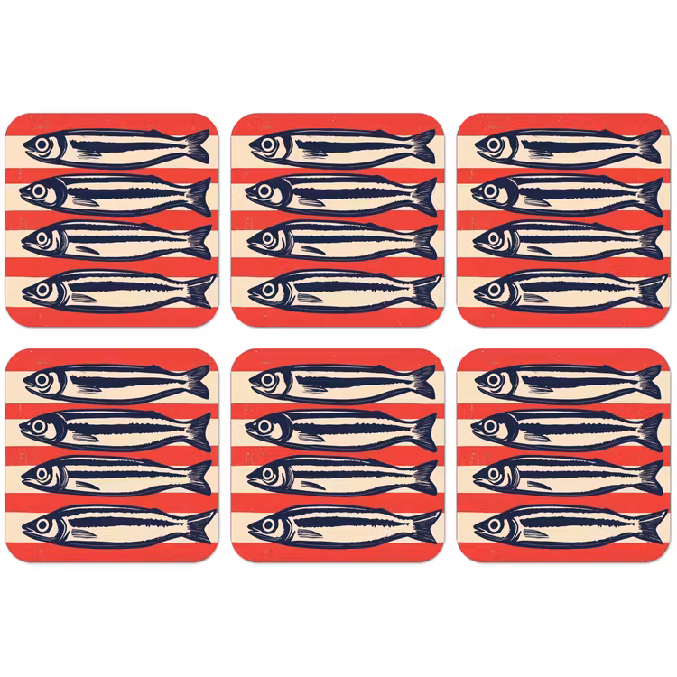 Sardines - Rood en beige strepen onderzetter kurk middel -zkaufland3dotto