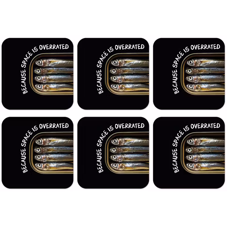 Sardines - Tekst - Vis - Blik onderzetter kurk middel -zkaufland3dotto
