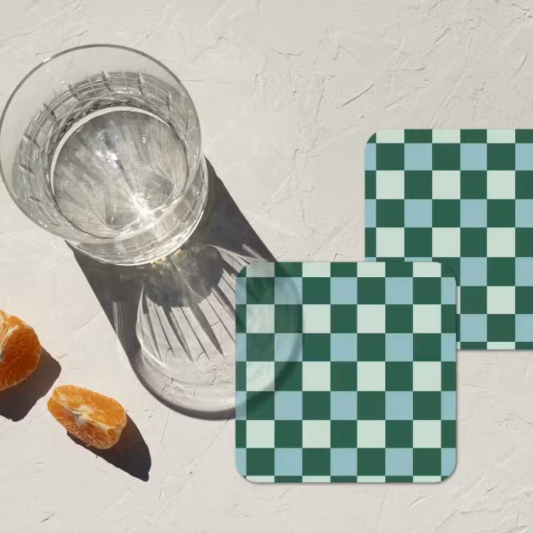 Schaakbord - Klassiek - Groen onderzetter kurk middel 366 -sfeer4