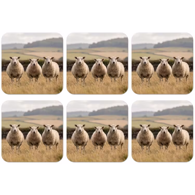 Schapen - Weidenlandschap - Heuvels onderzetter kurk middel -zkaufland3dotto