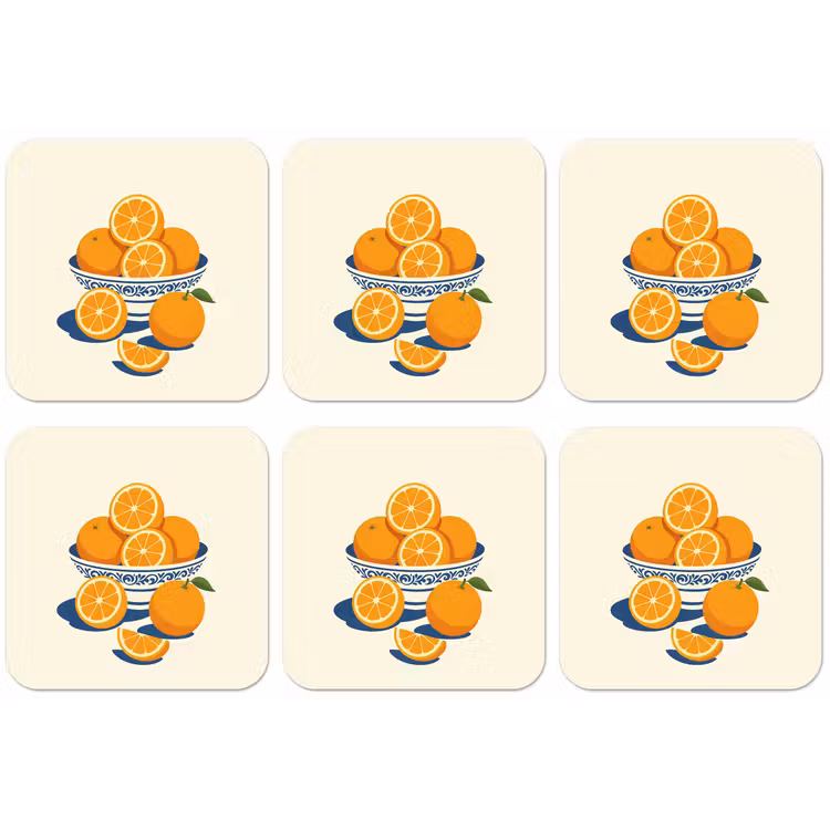 Schaal - Minimalistisch - Oranje - Sinaasappels onderzetter kurk middel -zkaufland3dotto