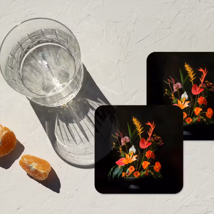 Schaal - Boeket - Bloemen onderzetter kurk middel -sfeer4