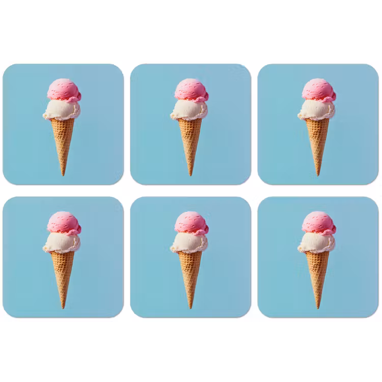 Bolletjes - Schepijs - Hoorntje - Blauw onderzetter kurk middel -zkaufland3dotto