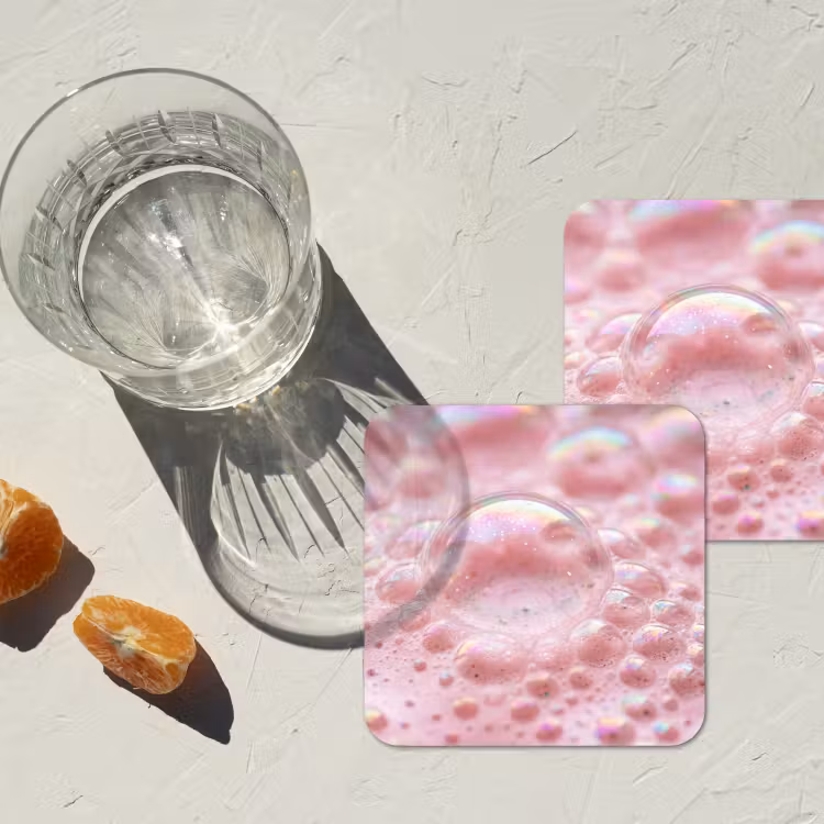 Schuim - Structuur - Roze onderzetter kurk middel -sfeer4