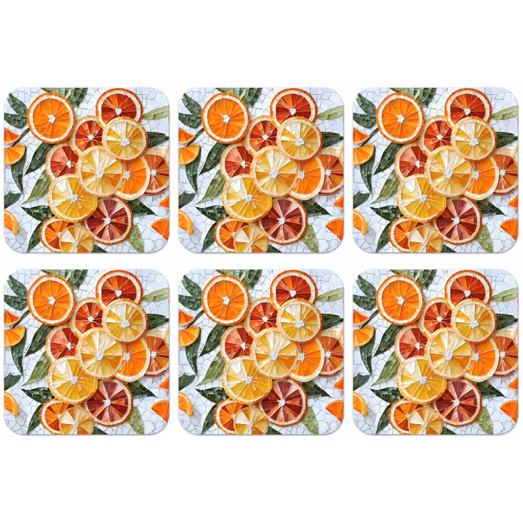Schijfjes - Fruit - Oranje - Mozaïek onderzetter kurk middel -zkaufland3dotto