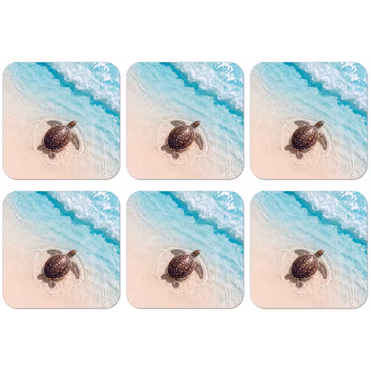 Schildpad - Helder water - Strand - Dieren - Natuur onderzetter kurk middel -zkaufland3dotto