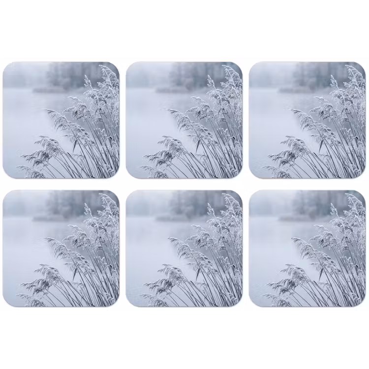 Riet - Bevroren - Winter - Natuur onderzetter kurk middel -zkaufland3dotto