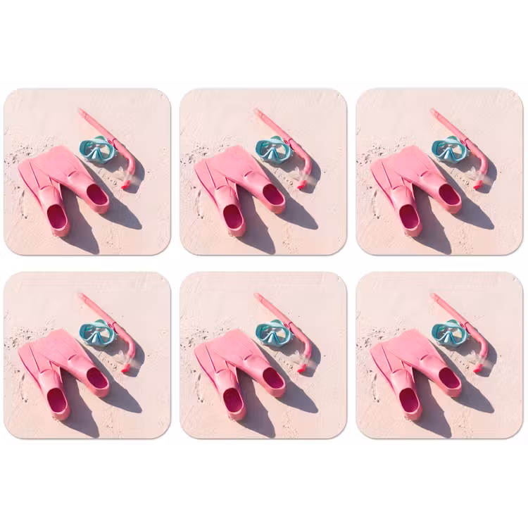 Snorkelset - Strand - Zomer - Roze onderzetter kurk middel -zkaufland3dotto