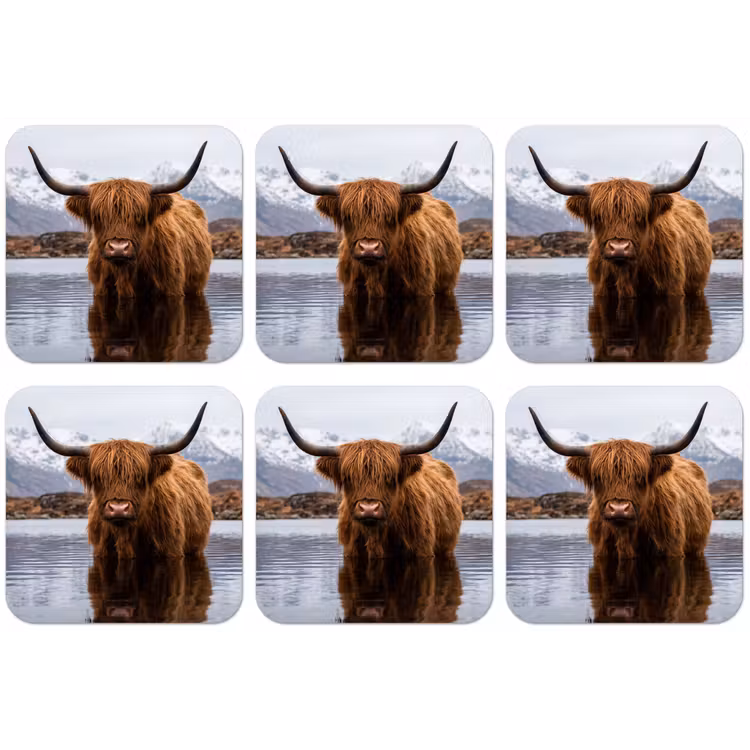 Schotse hooglander - Bruin - Water onderzetter kurk middel -zkaufland3dotto