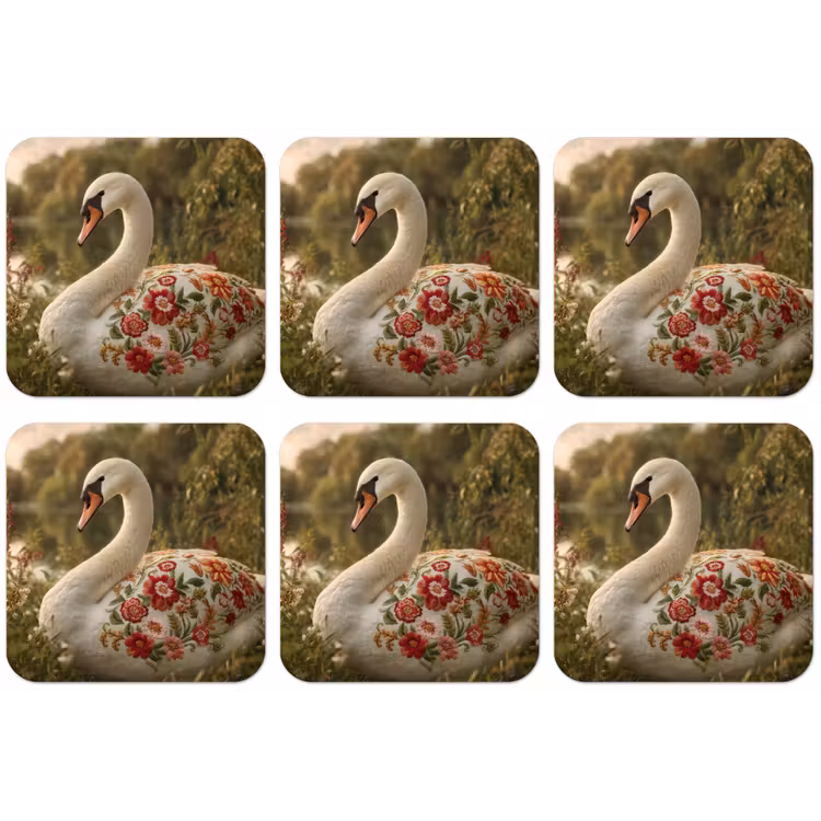 Zwaan - Bloemen - Natuur onderzetter kurk middel -zkaufland3dotto