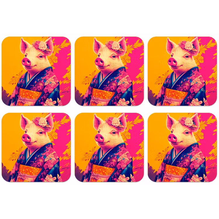 Varken - Bloemkroon - Kimono - Abstract onderzetter kurk middel -zkaufland3dotto