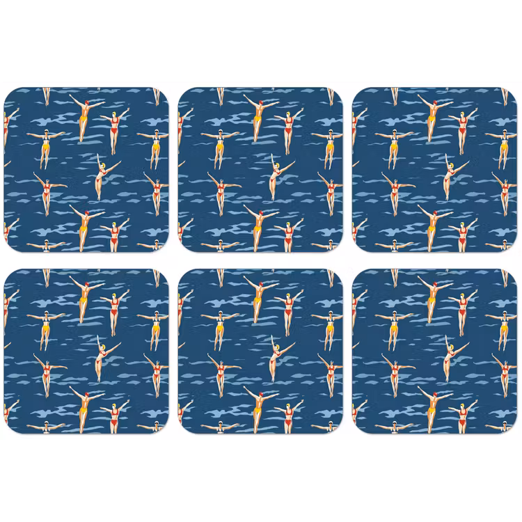 Zwemsters- Retro - Blauw onderzetter kurk middel 366 -zkaufland3dotto