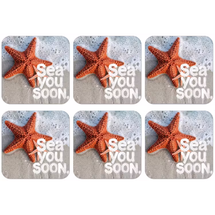 Sea you soon - Zeester - Zee onderzetter kurk middel -zkaufland3dotto