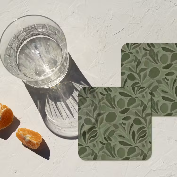 Sereen - Bladeren - Groen onderzetter kurk middel 366 -sfeer4