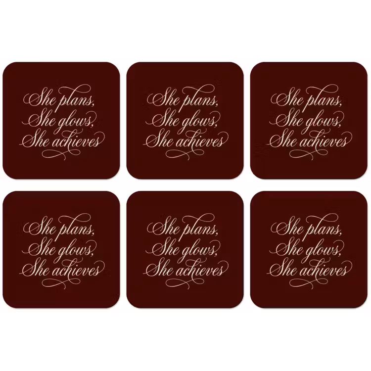 She plans she glows she achieves - Rood - Cursief onderzetter kurk middel -zkaufland3dotto