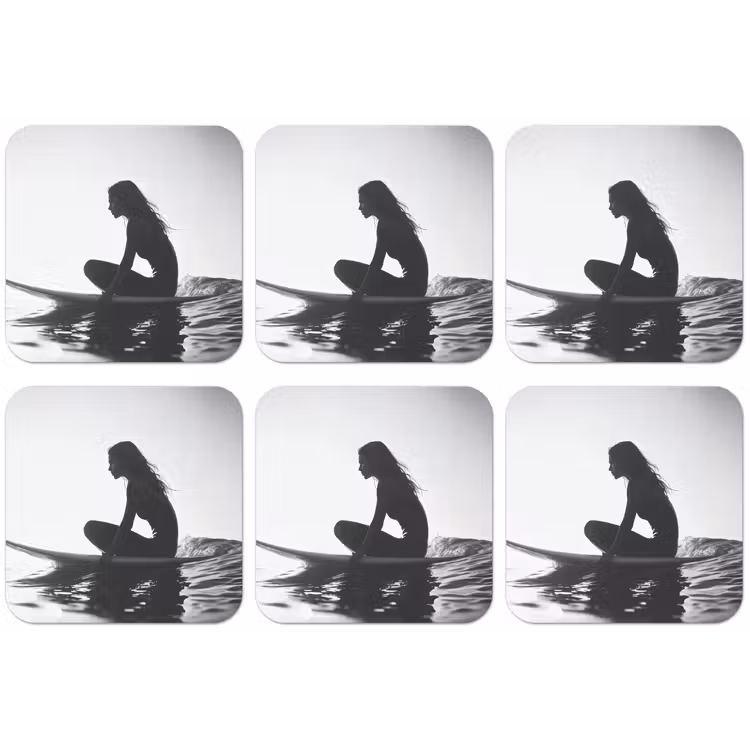 Silhouet - Vrouw - Surfplank - Water onderzetter kurk middel -zkaufland3dotto
