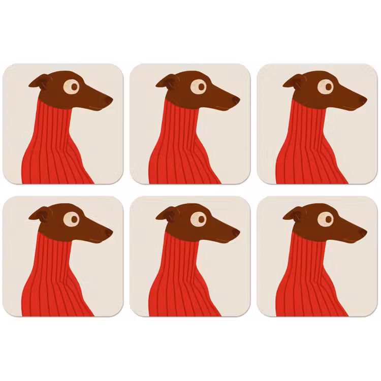 Silhouet - Hond - Trui - Rood onderzetter kurk middel -zkaufland3dotto
