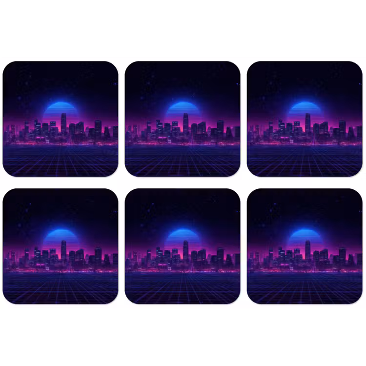 Skyline - Zon - Neon - Rasterpatroon onderzetter kurk middel -zkaufland3dotto