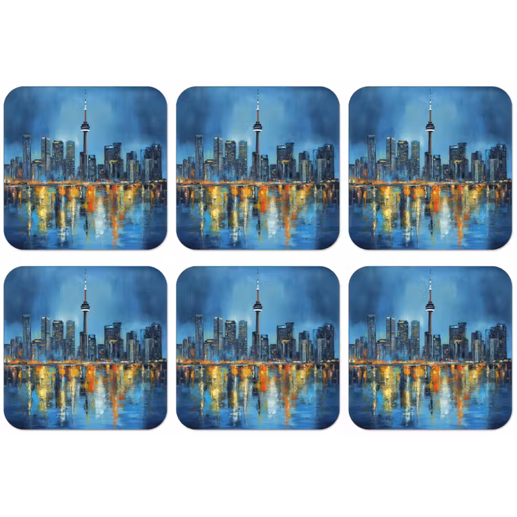 Skyline Toronto - Water - Stadslichten - Toren onderzetter kurk middel -zkaufland3dotto