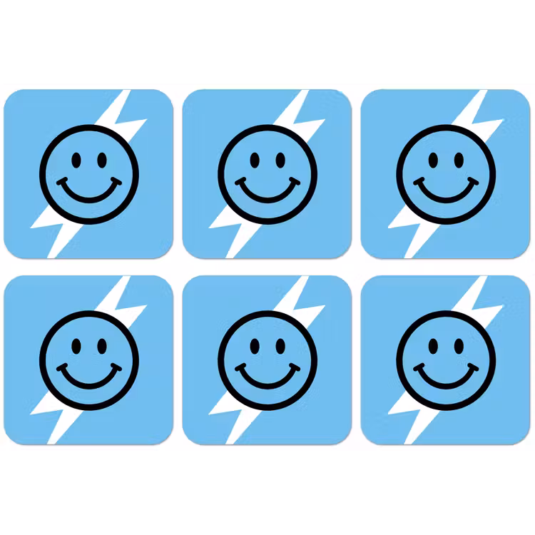 Smiley - Blauw - Bliksem onderzetter kurk middel -zkaufland3dotto