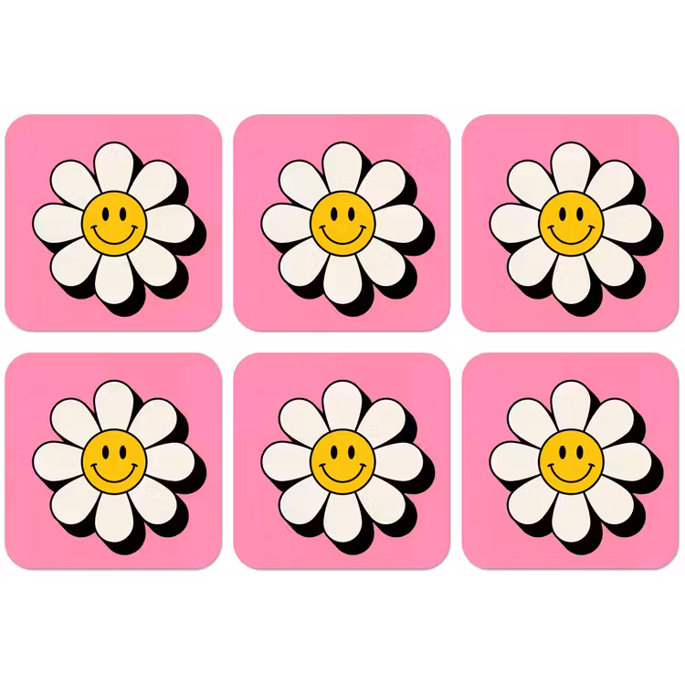 Smiley - Bloem - Roze onderzetter kurk middel -zkaufland3dotto