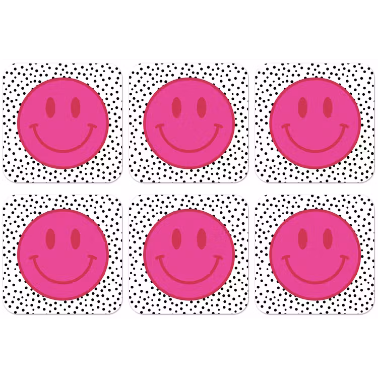 Smiley - Roze - Stippen onderzetter kurk middel -zkaufland3dotto